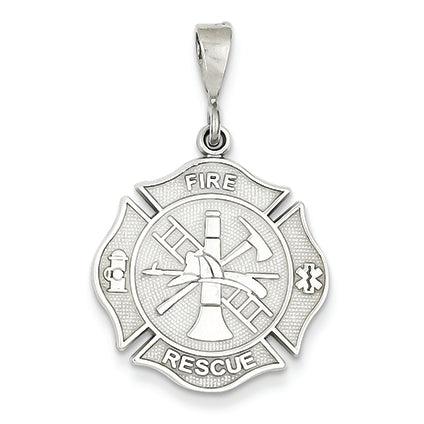 14K White Gold Fire Rescue Pendant