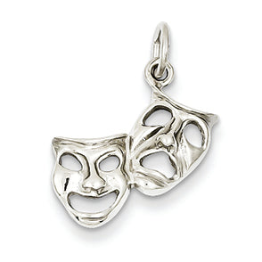 14K White Gold Polished Open-Backed Comedy/Tragedy Charm