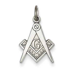 14K White Gold Polished Masonic Charm