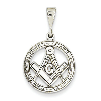 14K White Gold Polished Flat-Backed Small Masonic Charm