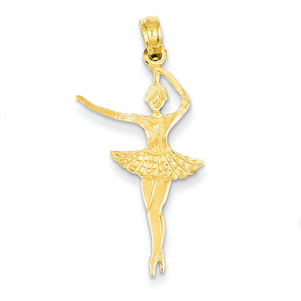 14K Gold Satin Polished Ballerina Charm