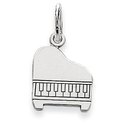 14K White Gold Solid Polished Baby Grand Piano Charm
