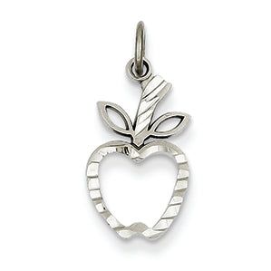 14K White Gold Diamond-cut Apple Charm