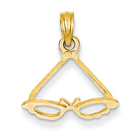 14K Gold Solid Polished 3-Dimensional Sunglasses Charm