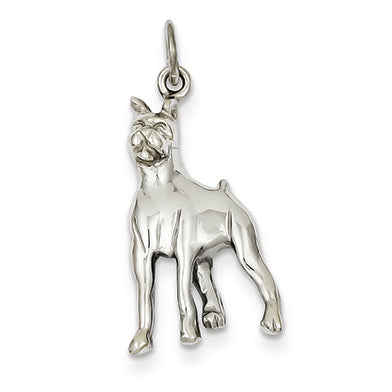 14K White Gold Solid Polished Boxer Charm