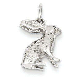 14K White Gold Solid Polished 3-Dimensional Rabbit Charm
