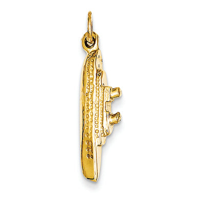 14K Gold Solid Polished 3-D Cruise Ship Charm