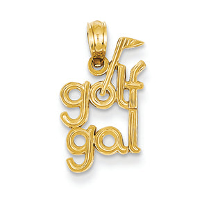 14K Gold Solid Polished Golf Gal Pendant