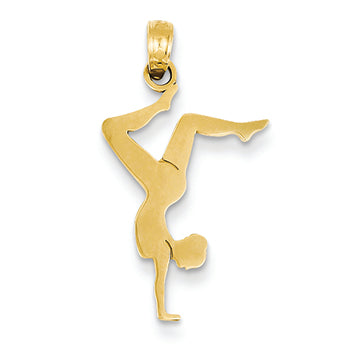 14K Gold Solid Polished Gymnast Pendant