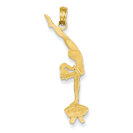 14K Gold Solid Polished Gymnast Pendant