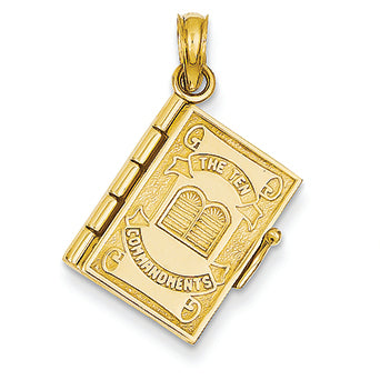 14K Gold Ten Commandments Bible Pendant