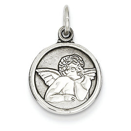 14K White Gold Polished Angel Charm