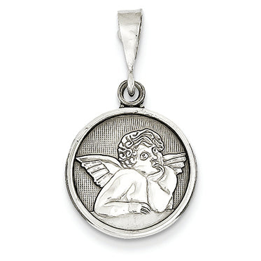 14K White Gold Polished & Satin Angel Pendant