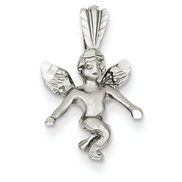 14K White Gold Satin Angel Pendant