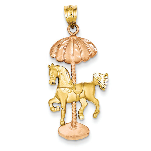 14K Gold Two-tone Carousel Pendant
