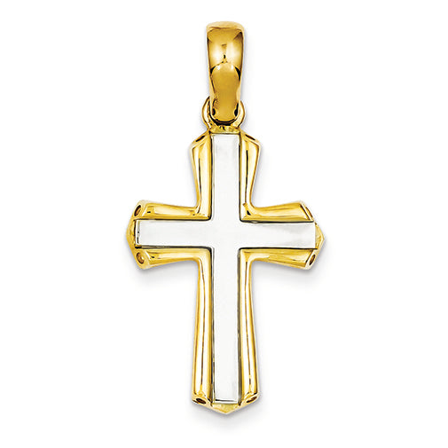 14K Gold Two-tone Fancy Cross Pendant