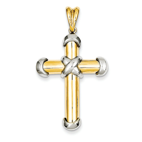 14K Gold Two-tone Fancy Cross Pendant