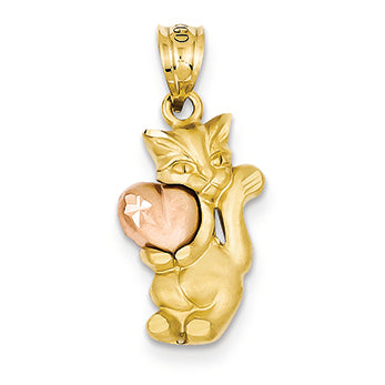 14K Gold Two-Tone Cat Charm