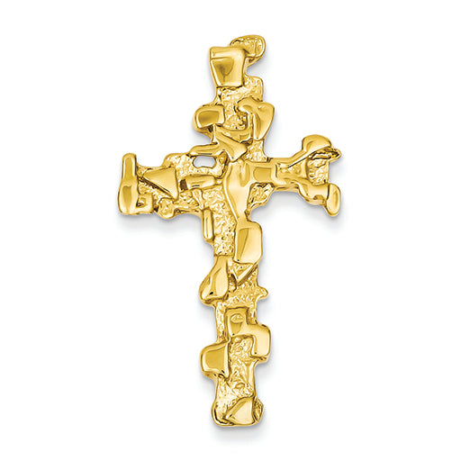 14K Gold Nugget Style Cross Charm
