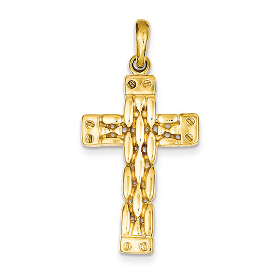 14K Gold Polished Panther Style Cross Pendant