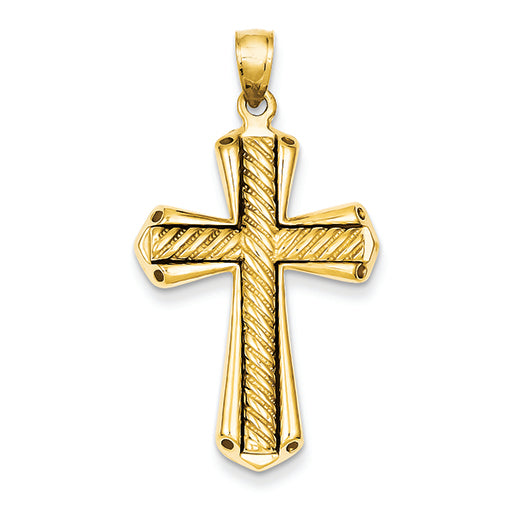 14K Gold Twisted Cross Pendant