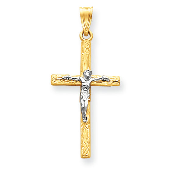 14K Gold Two-tone Crucifix Pendant