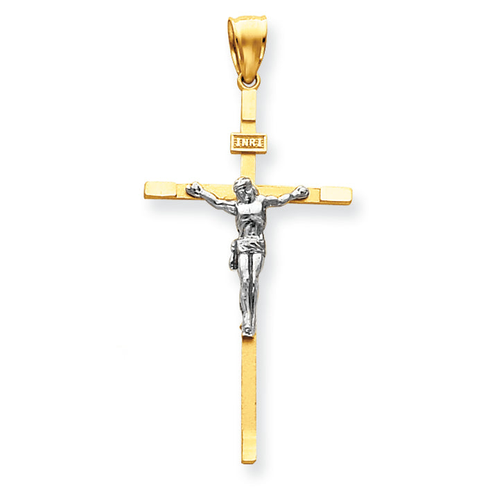 14K Gold Two-tone Crucifix Pendant