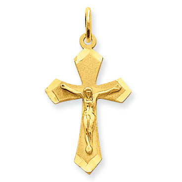 14K Gold Satin & Diamond-Cut Crucifix Charm