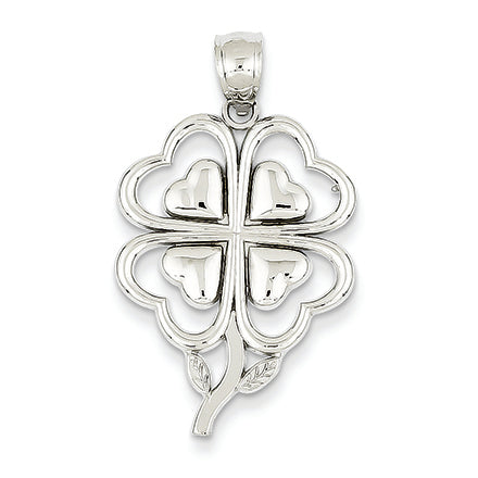 14K White Gold 4-Leaf Clover Pendant