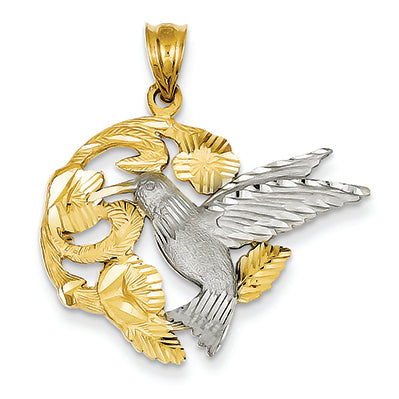 14K Gold Two-Tone Hummingbird Charm