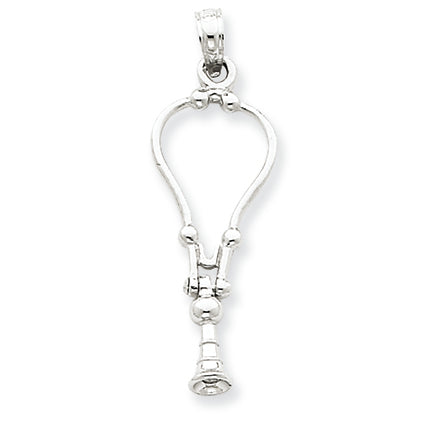 14K White Gold 3-D Stethoscope Pendant