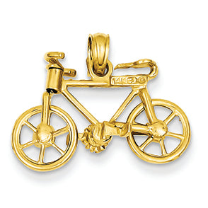 14K Gold 3-D Moveable Bicycle Pendant