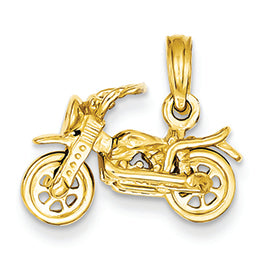 14K Gold 3-D Moveable Motorcycle Pendant
