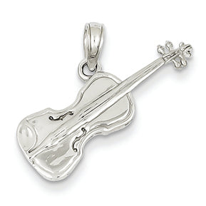 14K White Gold 3-D Violin Pendant