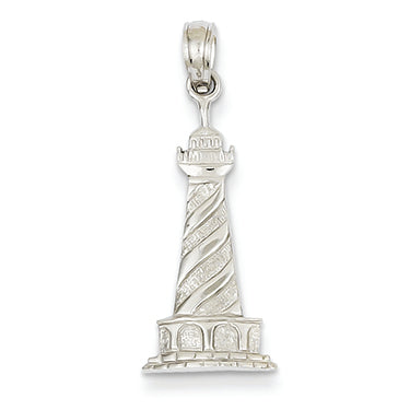 14K White Gold Lighthouse Pendant