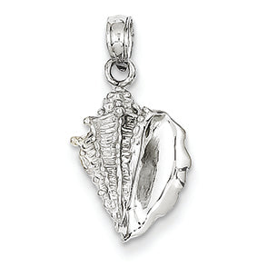 14K White Gold Conch Shell Pendant