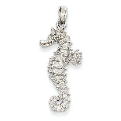 14K White Gold Seahorse Pendant