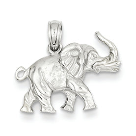 14K White Gold 3-D Elephant Profile w/Tusk Pendant