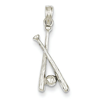 14K White Gold Baseball Bats & Ball Pendant