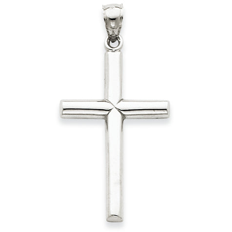 14K White Gold Polished Cross Pendant