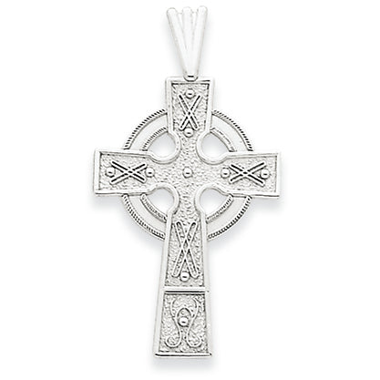 14K White Gold Celtic Cross Pendant