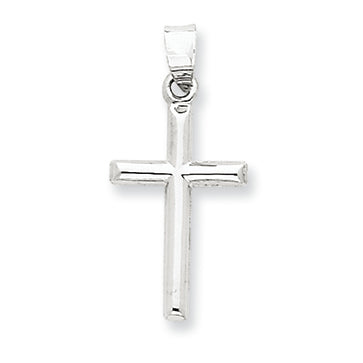 14K White Gold Hollow Cross Pendant