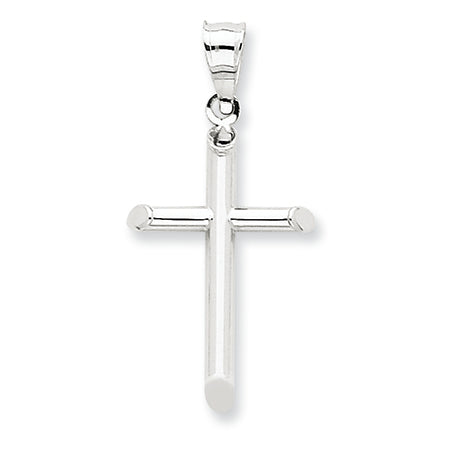 14K White Gold Hollow Cross Pendant