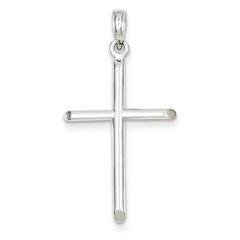 14K White Gold Hollow Cross Pendant