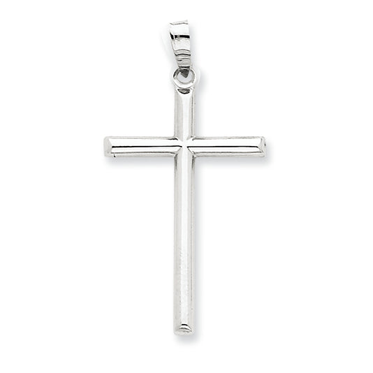 14K White Gold Hollow Cross Pendant