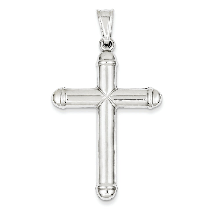 14K White Gold Hollow Cross Pendant