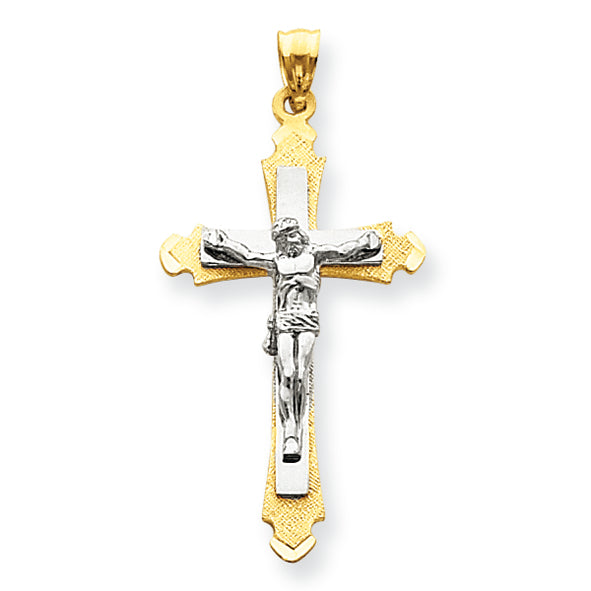 14K Gold Two-tone Crucifix Pendant