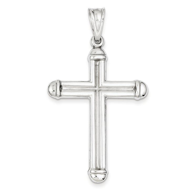 14K White Gold Hollow Cross Pendant