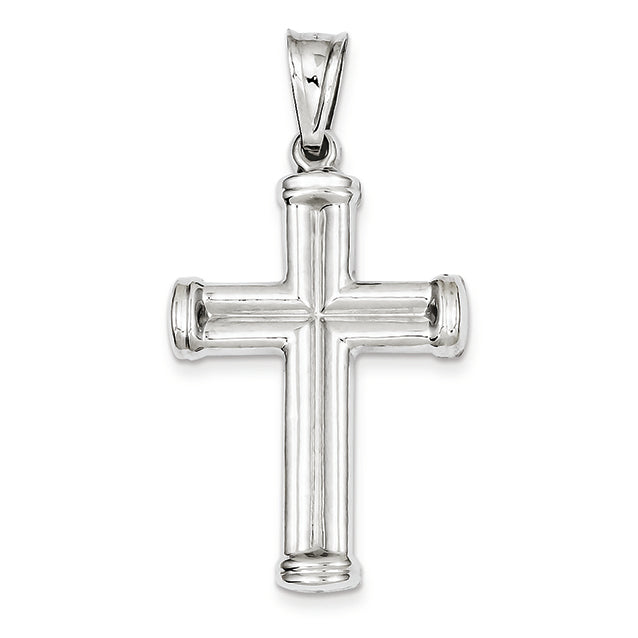 14K White Gold Hollow Cross Pendant