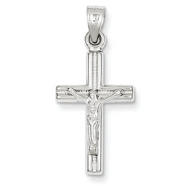 14K White Gold Hollow Crucifix Pendant